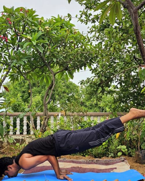 मयूरासन (Mayurasana — Peacock Pose) — आरोग्यसुधा जयपुर में योग चिकित्सा आसन